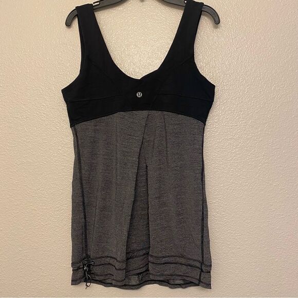 Lululemon run Tame Me Cinch Bungee Toggle Black Iris gray Tank Top size 8 - Picture 2 of 10